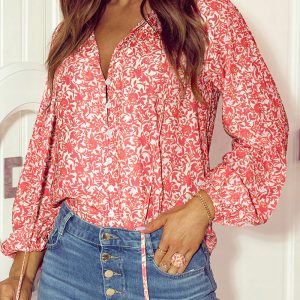 FLORAL KNOT ROUND NECK SHEATH CASUAL  SHIRTS